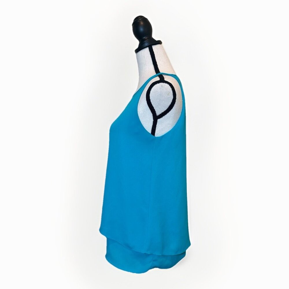 Cynthia Rowley Blouse Top Women’s Size Small Teal Blue Green Tank Sleeve Flowey - Picture 3 of 12